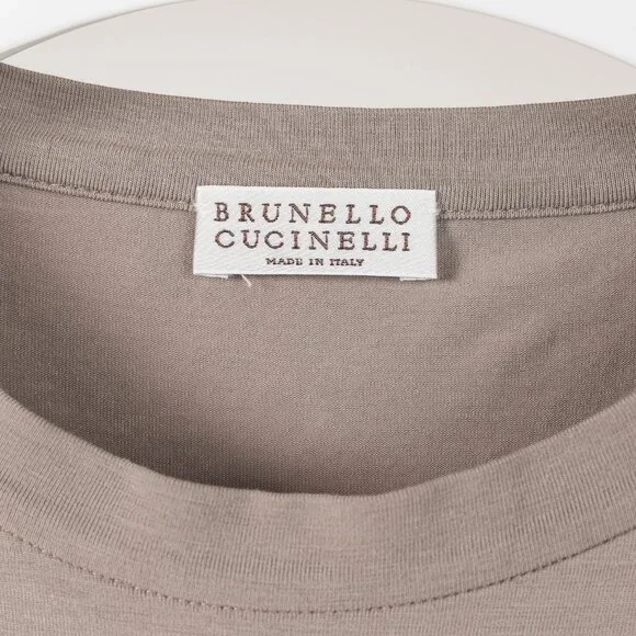 Brunello Cucinelli SS/16 Taupe Cotton Jersey Monili-Bead T-Shirt - Picture 7 of 10